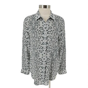 Equipment Femme Shirt Silk Snakeskin Print Long Sleeve Button Up Collared Top